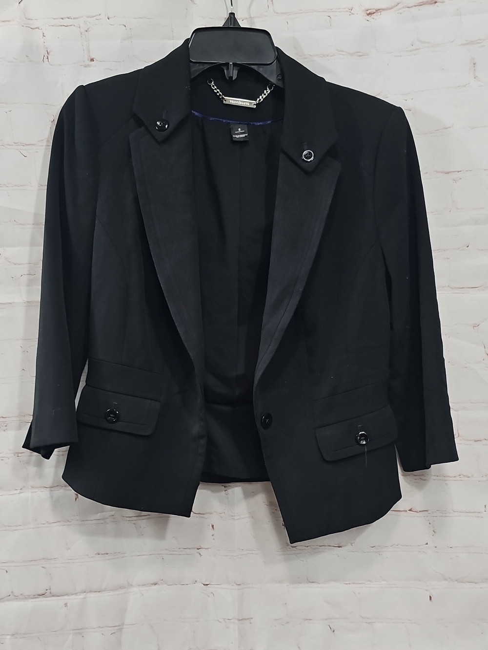 White House Black Market Black Women's Tailored Satin-Trim Blazer